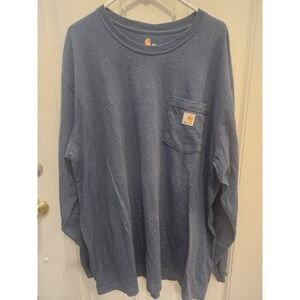 Carhartt T Shirt Mens XXL Original Fit Reg Blue‎ Long Sleeve Pocket Tee K126 413